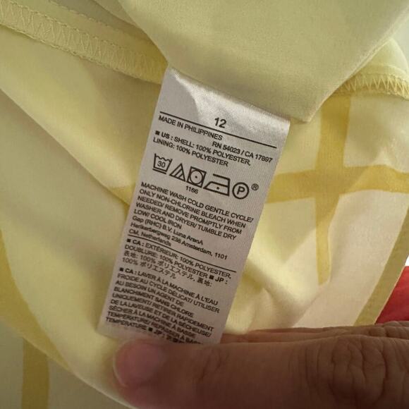 Banana Republic Yellow Halter Midi Dress Geometric Print Coastal 

 Size 12 - Picture 7 of 10